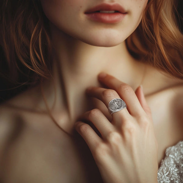 Sterling Silver Saint Benedict Ring