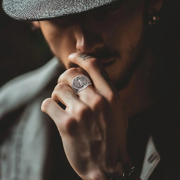 Sterling Silver Saint Benedict Ring