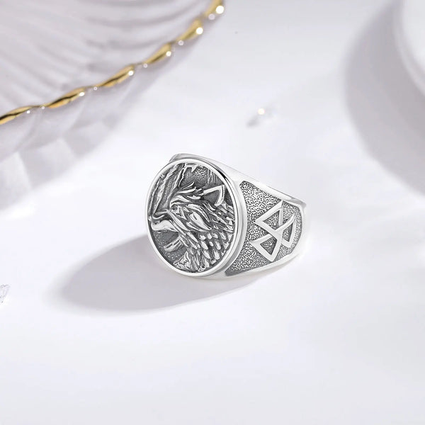 Sterling Silver Viking Wolf Ring