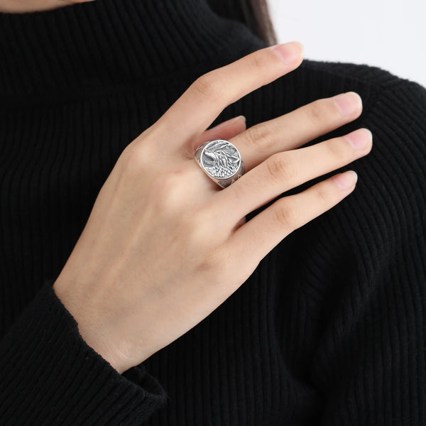 Sterling Silver Viking Wolf Ring