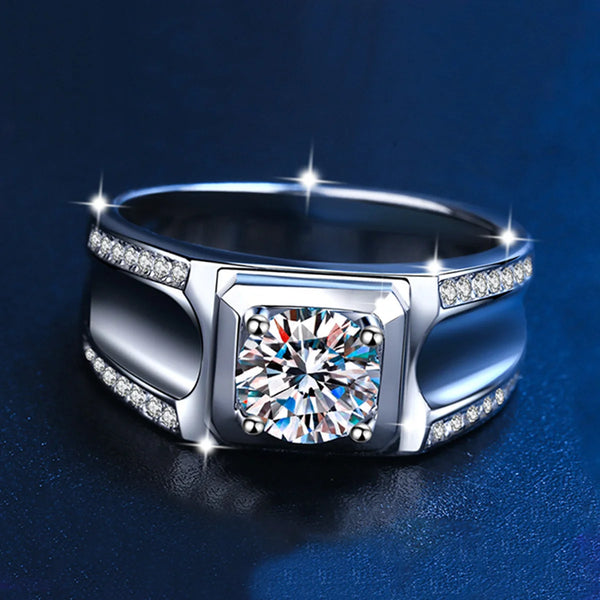 Bague homme en moissanite éblouissante