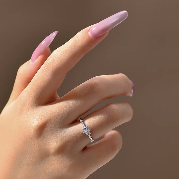 Snowflake Sparkle Moissanite Ring