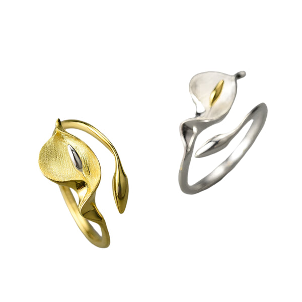 Elegant Calla Lily Silver Ring - CoFuze™
