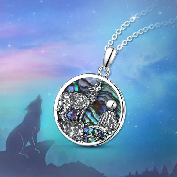 Abalone Wolf Pendant Necklace