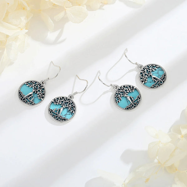 Turquoise Family Tree Earrings
