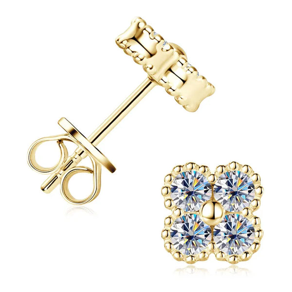 Moissanite Clover Flower Earrings