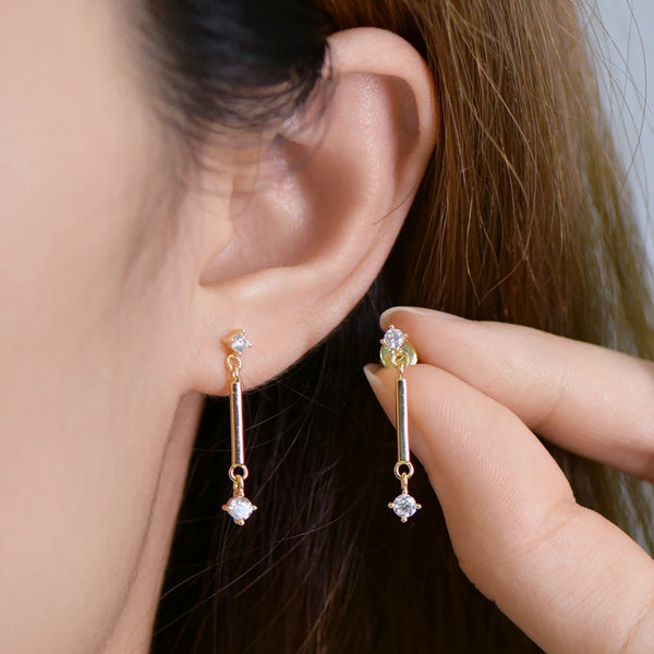 Sparkling Moissanite Bar Earrings