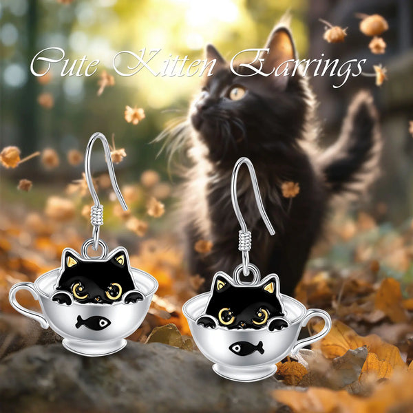 Sterling Silver Cat Earrings