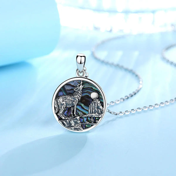 Abalone Wolf Pendant Necklace