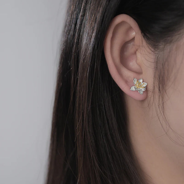 Lotus Whispers Silver Earrings