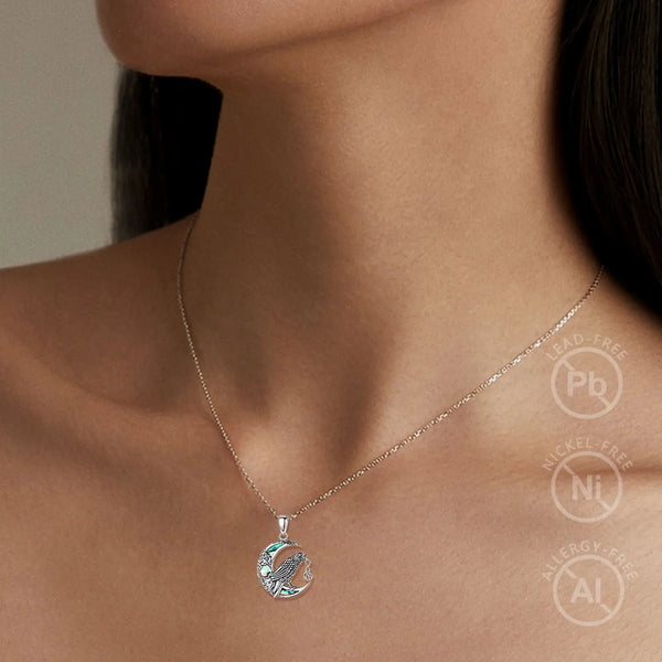 Viking Raven Moon Necklace Charm