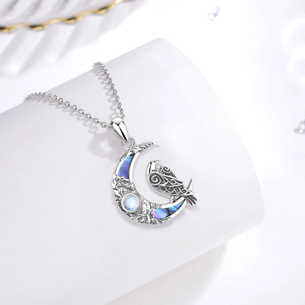 Viking Raven Moon Necklace Charm