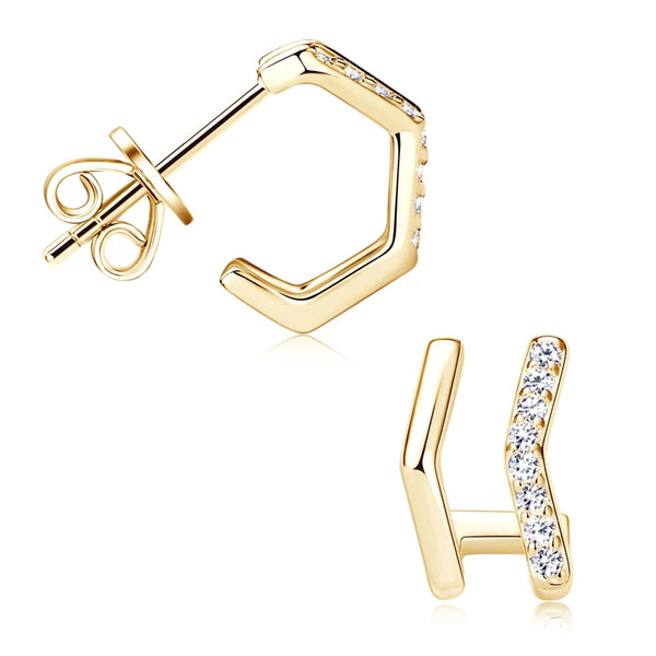 Sparkling Geometric Huggie Earrings