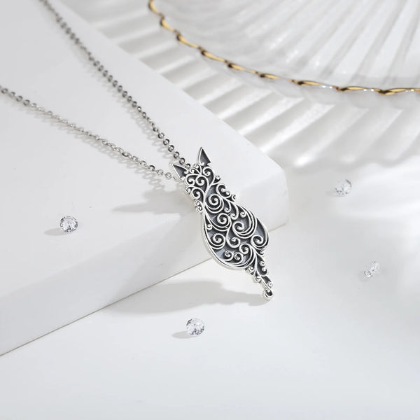 Sterling Cat Pendant Necklace
