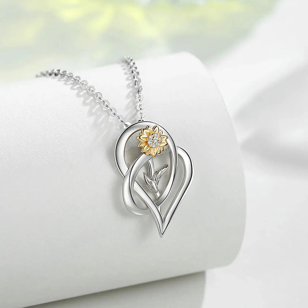 Sunflower Heart Silver Necklace