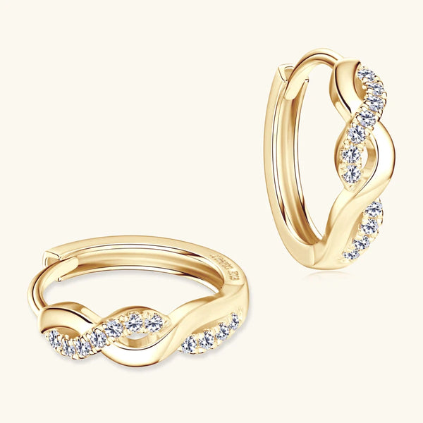 Dazzling Real Gold Moissanite Hoop Earrings