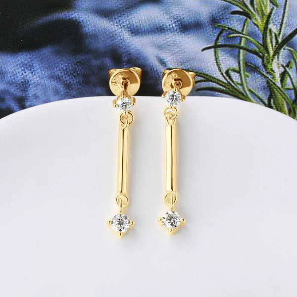 Sparkling Moissanite Bar Earrings