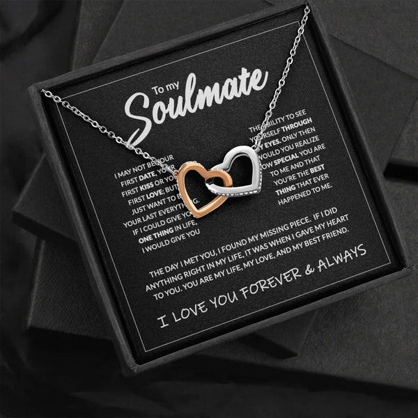 To My Soulmate Interlocking Heart Necklace