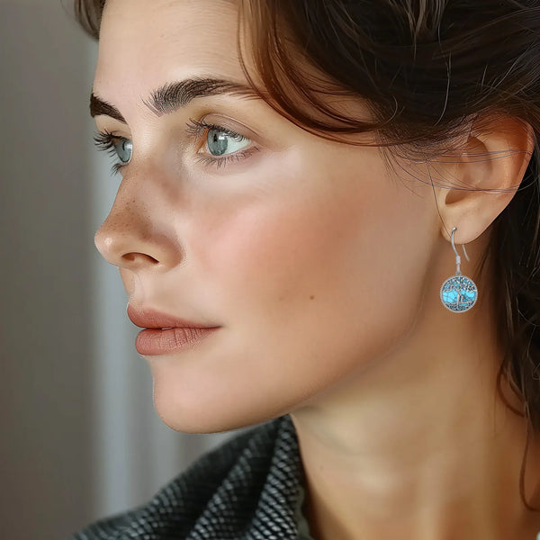 Turquoise Family Tree Earrings