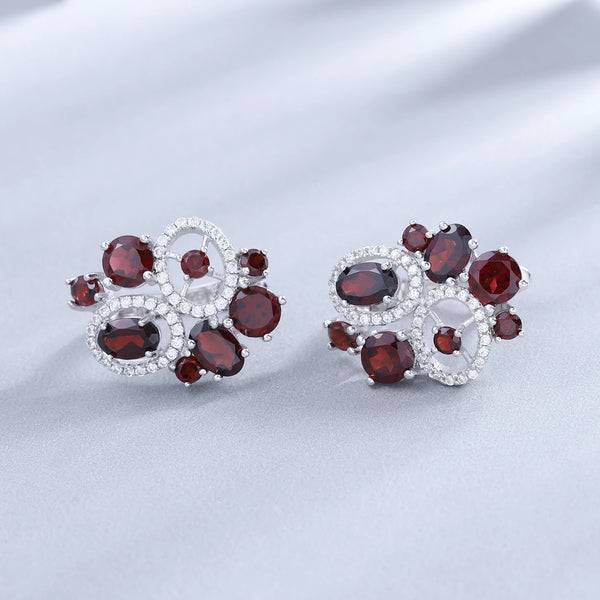 Vintage Garnet Flower Jewelry Set