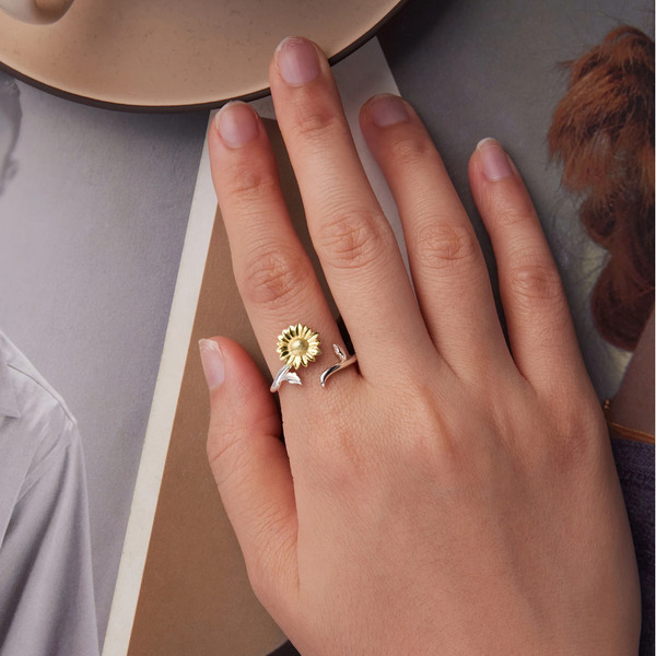 Gold Sunflower Open Ring