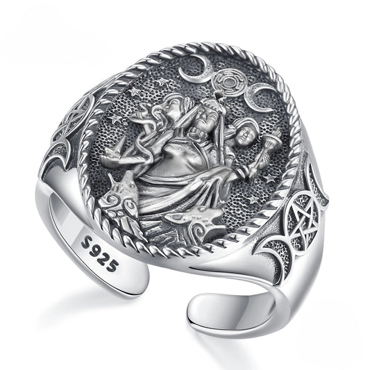 Triple Moon Goddess Ring