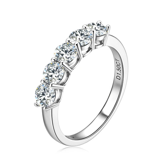 Moissanite 5-Stone Half Eternity Ring