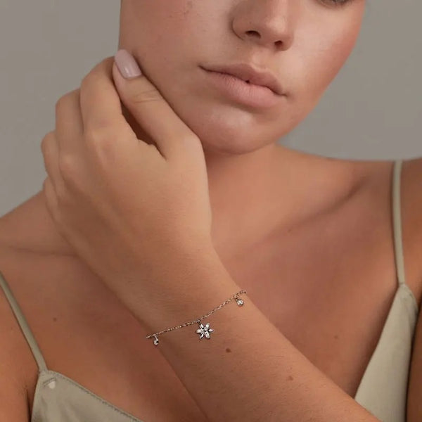 Moissanite Floral Charm Bracelet