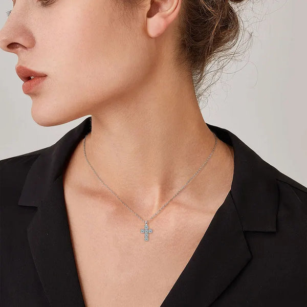 Classic 1.2ct D-Color Moissanite Cross Necklace