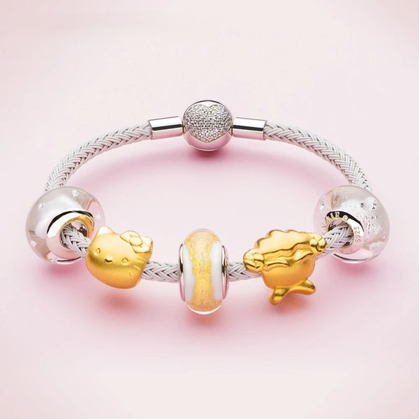 Colorful Charm Bracelet with Heart Clasp