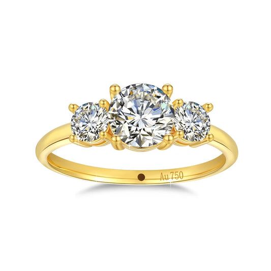 18K Solid Gold Trilogy Moissanite Ring