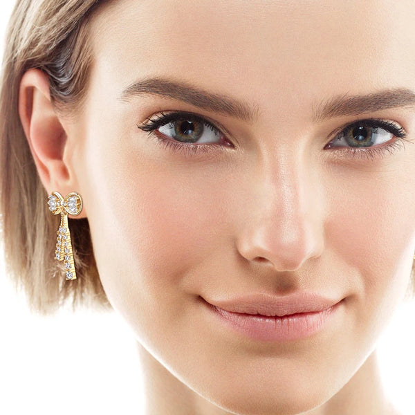 Elegant Moissanite Bow Earrings