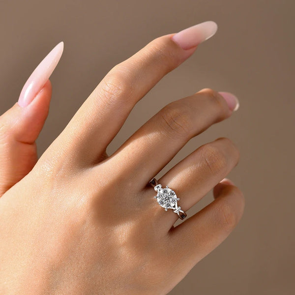 Bague de Moissanite Lumina, Motif Floral