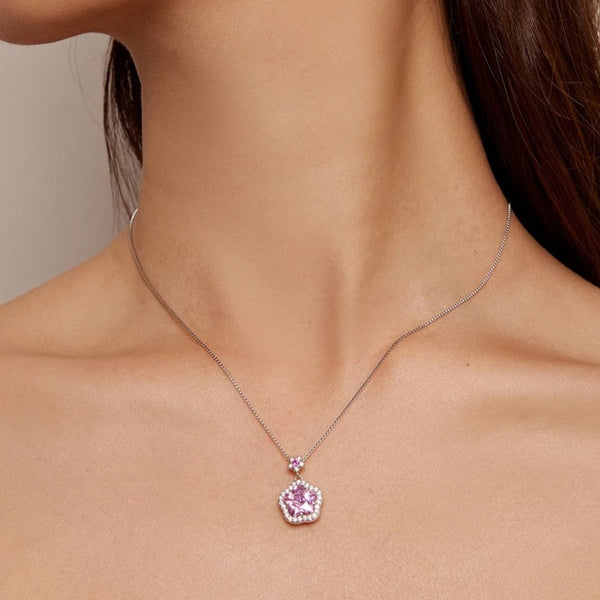 Pink Flower Star Necklace