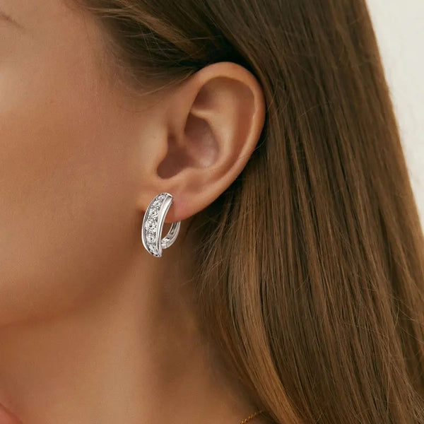 Moissanite Graduated U-Hoop Earrings