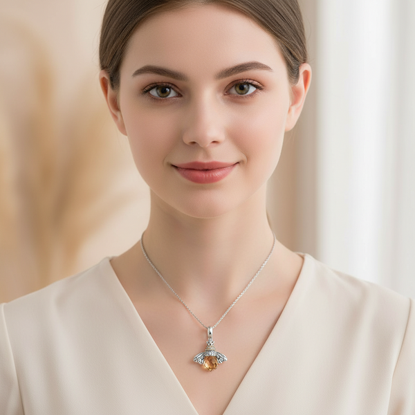 Lovely Orange Bee Pendant Necklace