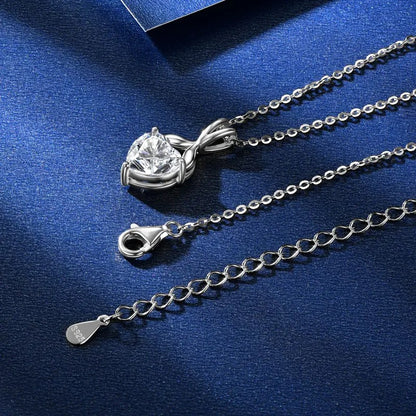 2ct Heart Moissanite Fishtail Pendant Necklace