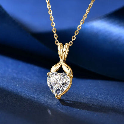 2ct Heart Moissanite Fishtail Pendant Necklace