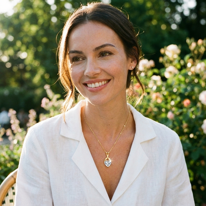 2ct Heart Moissanite Fishtail Pendant Necklace