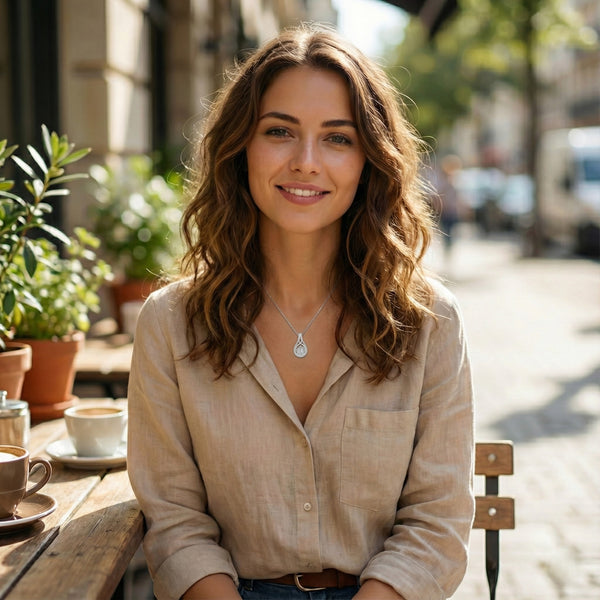 Moissanit-Halskette in Tropfenform mit Unendlichkeitsmotiv