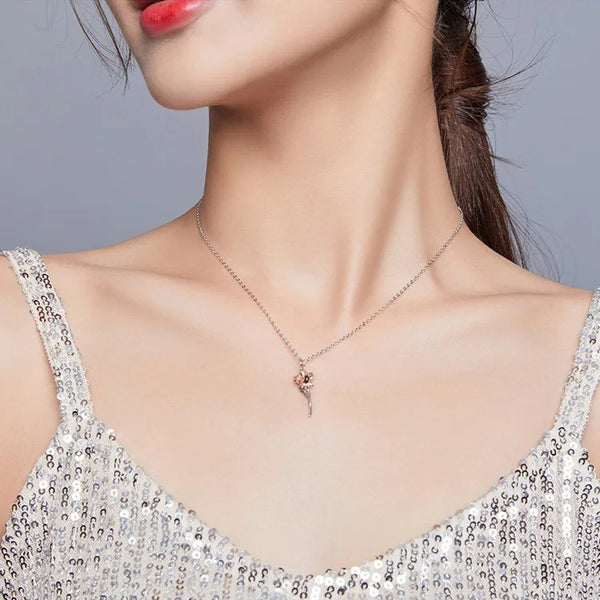 Graceful Rose Pendant Necklace