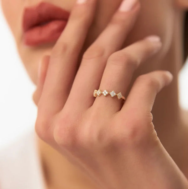 Moissanite Lucky Clover Stacking Ring