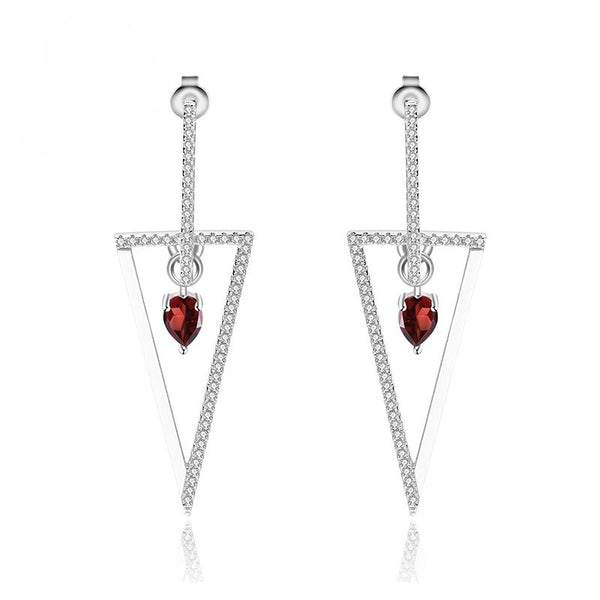Crimson Triangle Granat Drop Ohrringe