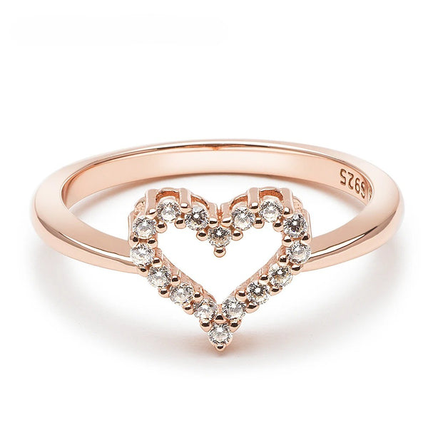 Rose Gold Heart Sparkle Ring