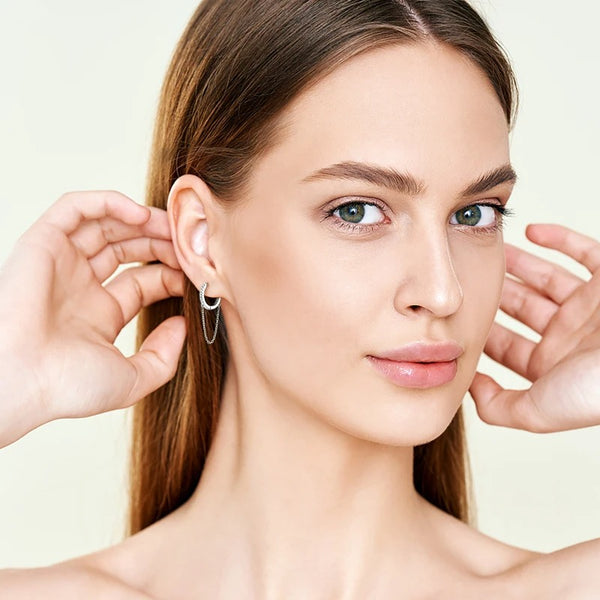 Sparkling Dangle Hoops Earrings