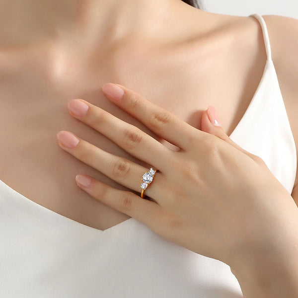 18K Solid Gold Trilogy Moissanite Ring