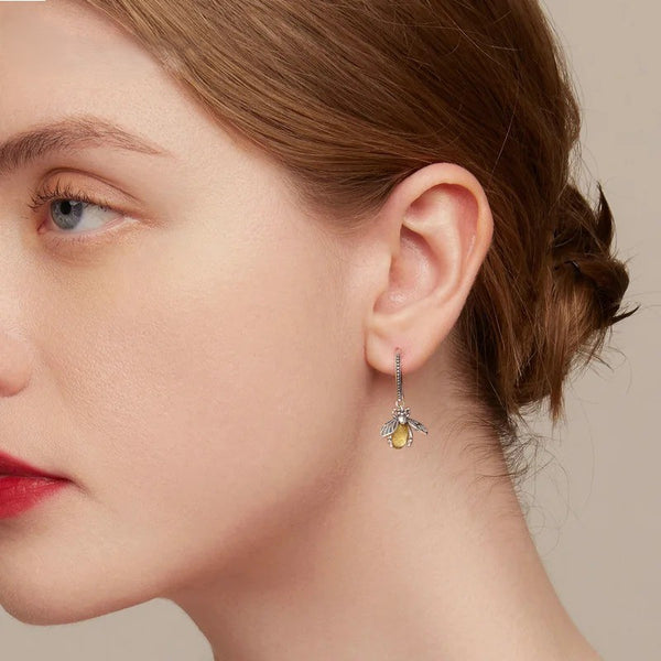 Yellow Honey Bee Earrings