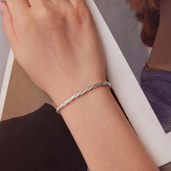 Elegant Twisted Silver Bracelet