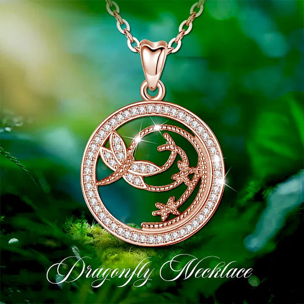 Elegant Dragonfly Zircon Necklace