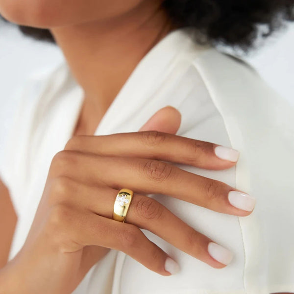 Lucky Clover Chunky Moissanite Dome Ring